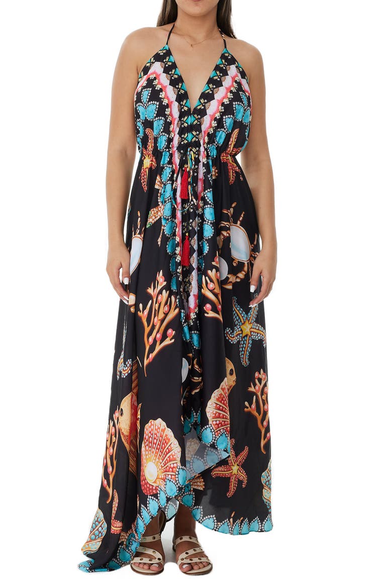Starfish Halter Maxi Dress, Main, color, BLACK