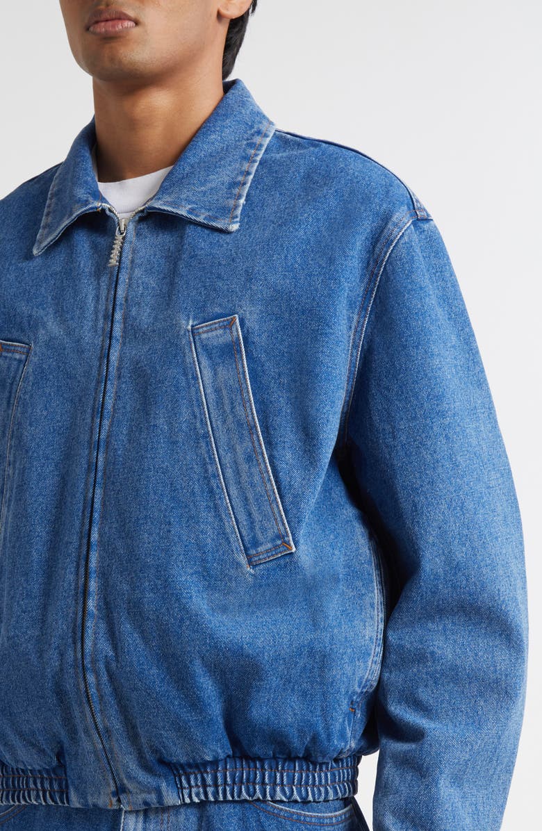 Marni Denim Bomber Jacket, Alternate, color, Ocean