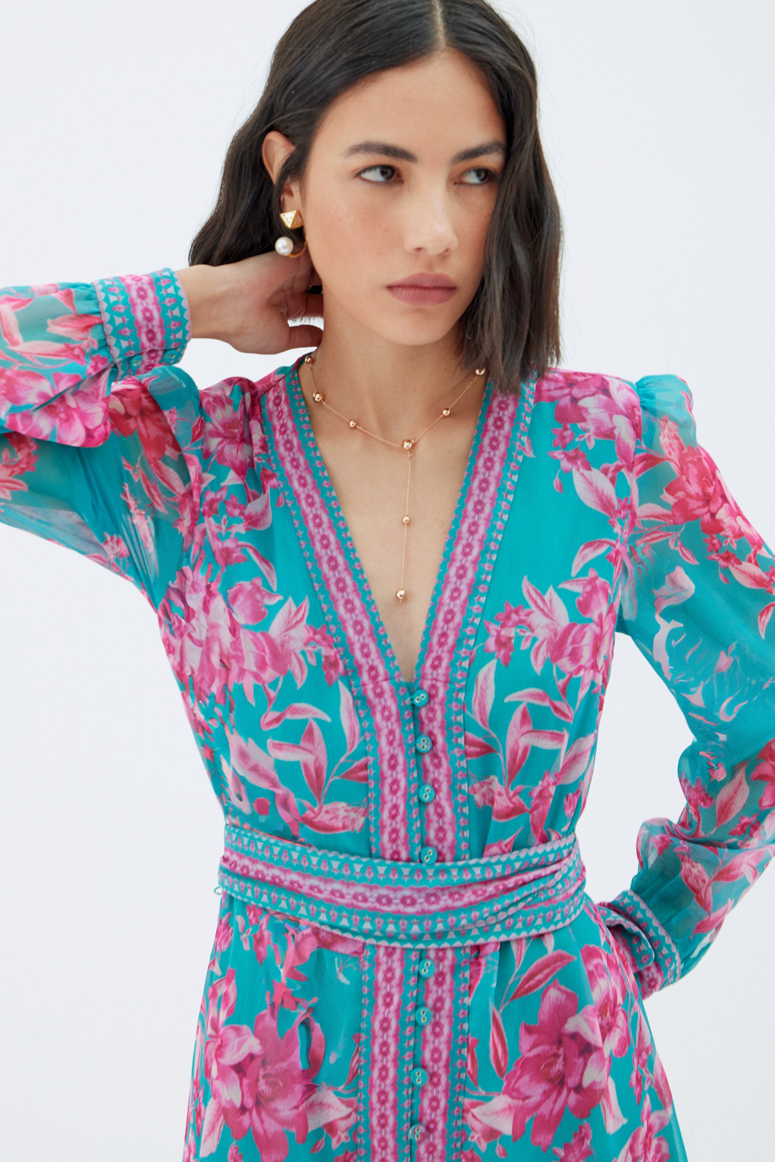Naomi Turquoise Dress - image 2