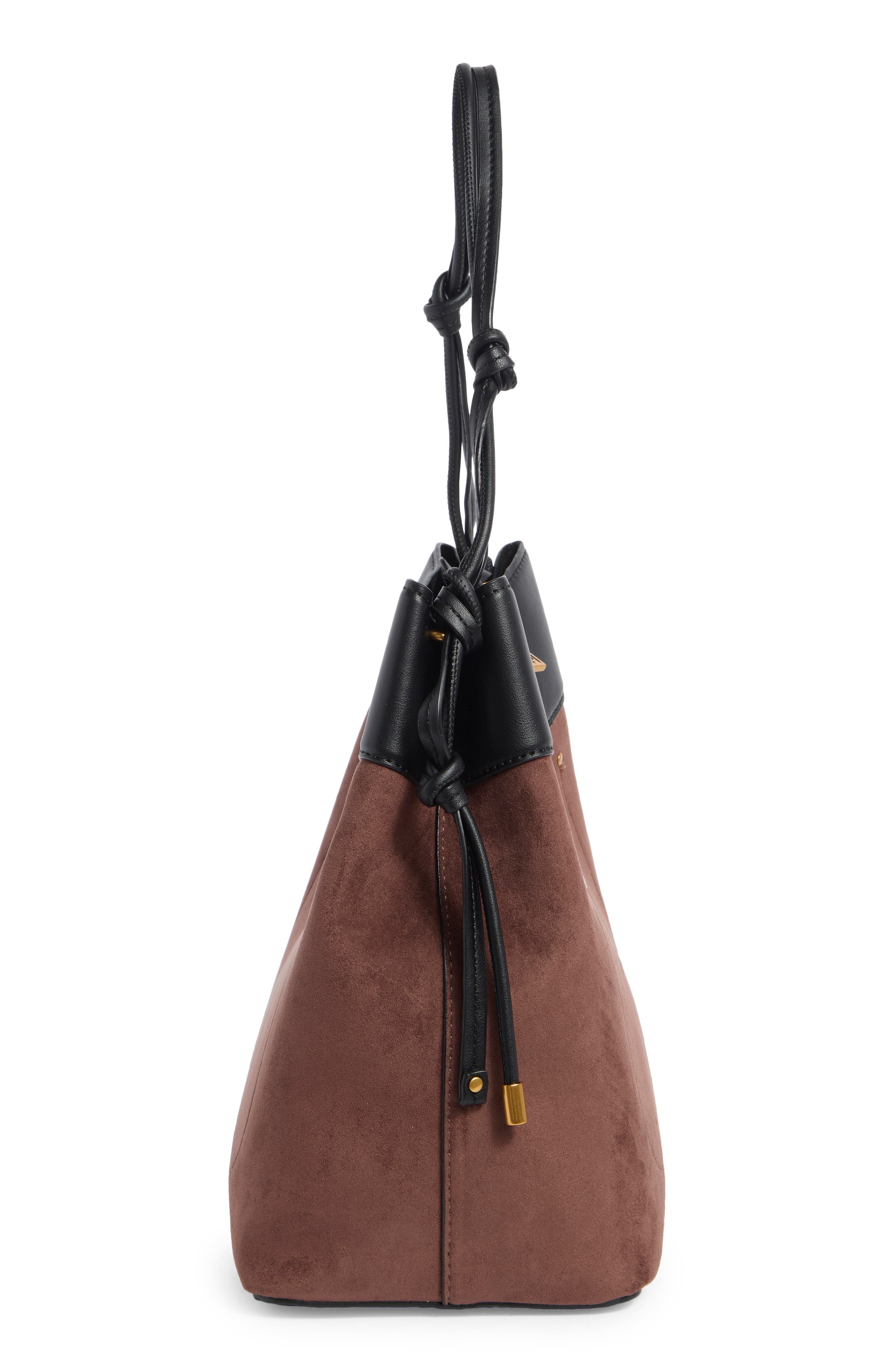 Steve Madden Opal Mixed Media Hobo Bag, Alternate, color, Suede Chocolate
