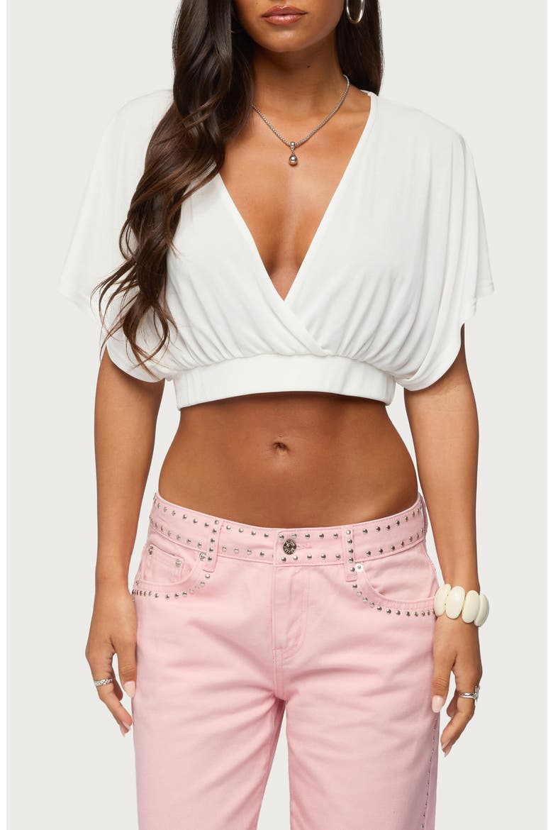 Candela V-Neck Crop Top, Main, color, CREAM