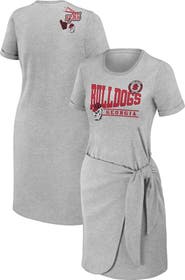 WEAR by Erin Andrews Women's WEAR by Erin Andrews Heather Gray Georgia Bulldogs Knotted T-Shirt Dress