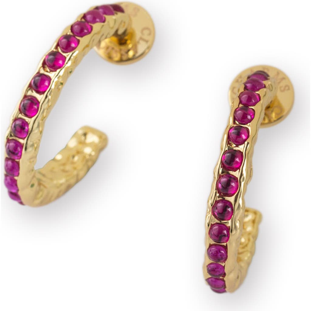 Classicharms Serena Molten Gemstone Hoop Earrings In Pink