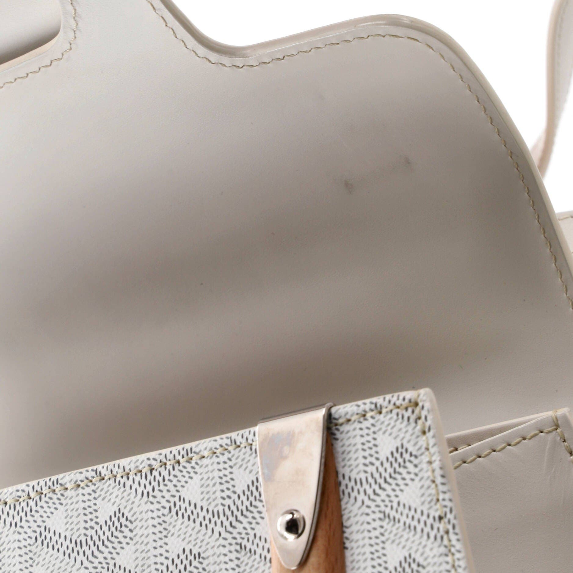 Pre-Owned Goyard Saigon Top Handle Bag Coated Canvas with Leather PM, Alternate, color, White