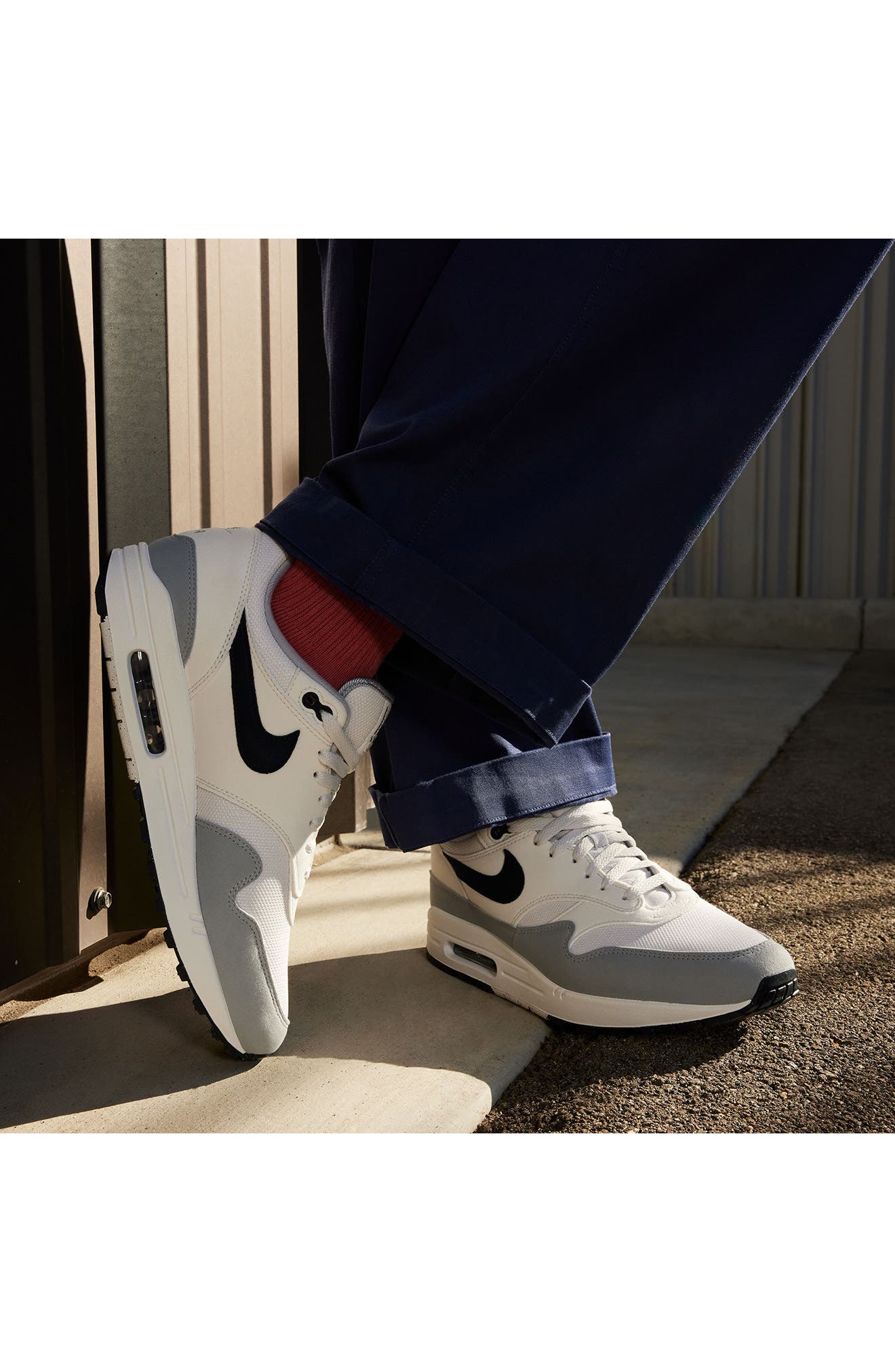 Air Max 1 Sneaker, Alternate, color, 002 PLTTNT/DKOBS