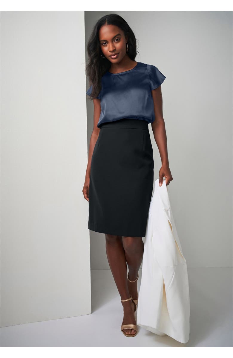 Jessica London Tummy Control Bi-Stretch Pencil Skirt, Alternate, color, Black