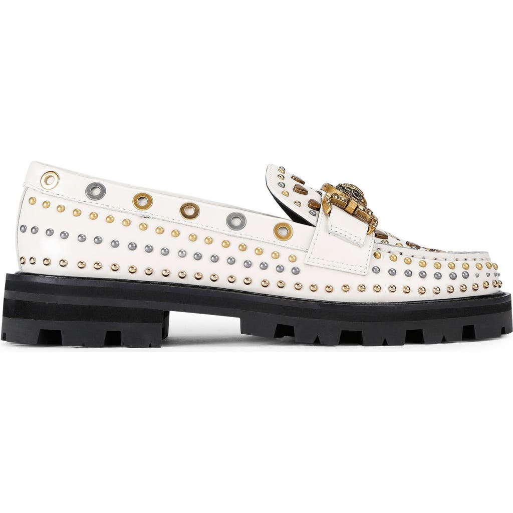 Kurt Geiger London Mansion Stud Platform Loafer In White