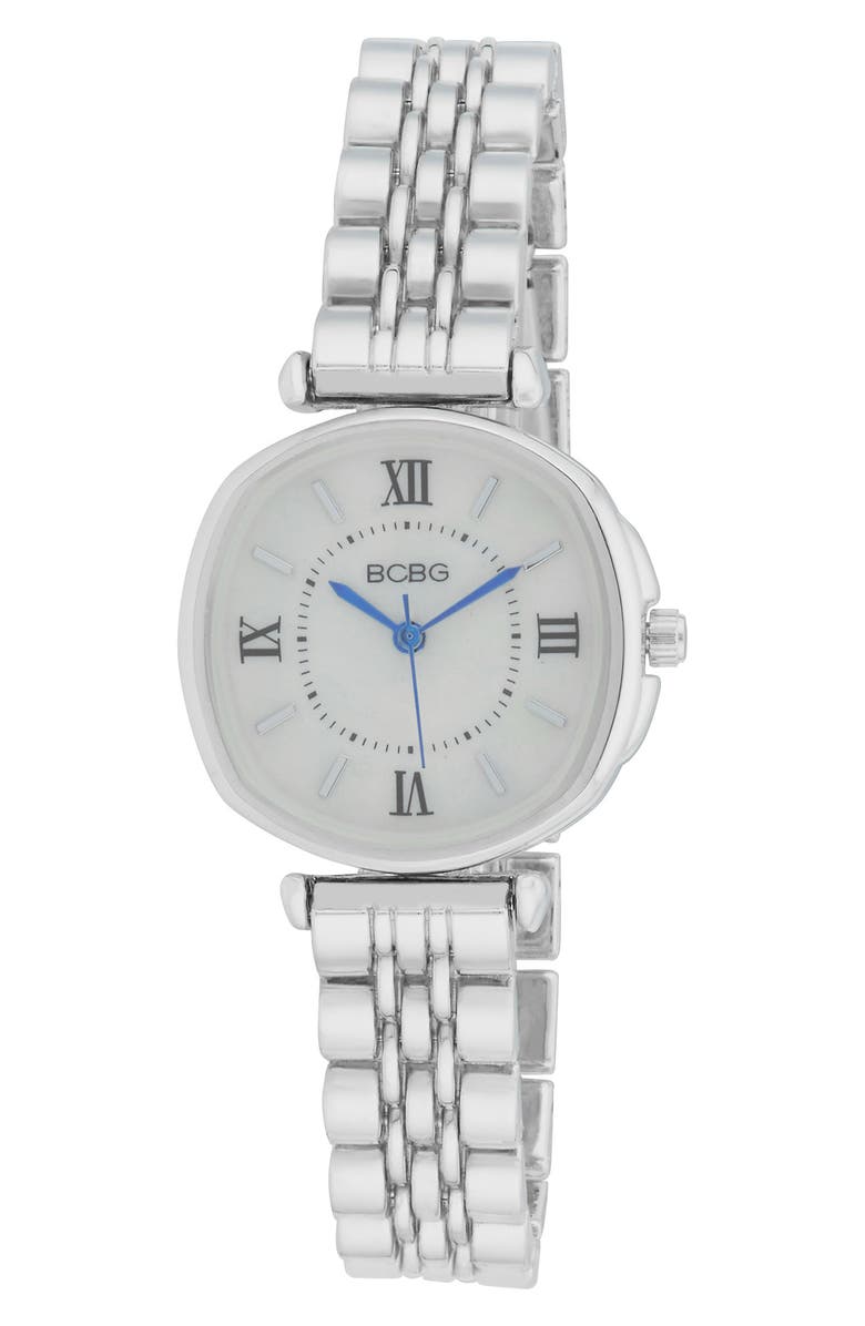 BCBG Oval Bracelet Strap Watch, 28mm, Main, color, Silver