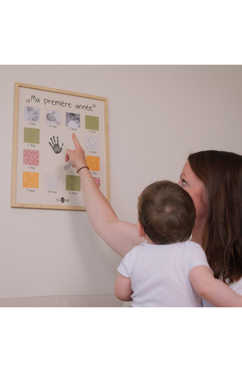 Petit Artichaut My First Year Memory Frame - Clean Touch Inkless Hand & Footprint Keepsake Kit, Alternate, color, Beige