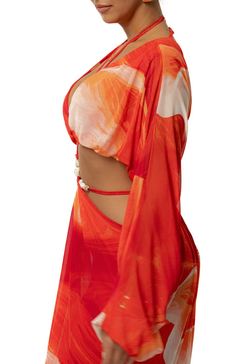 Selene Draped Crop Top, Alternate, color, RED