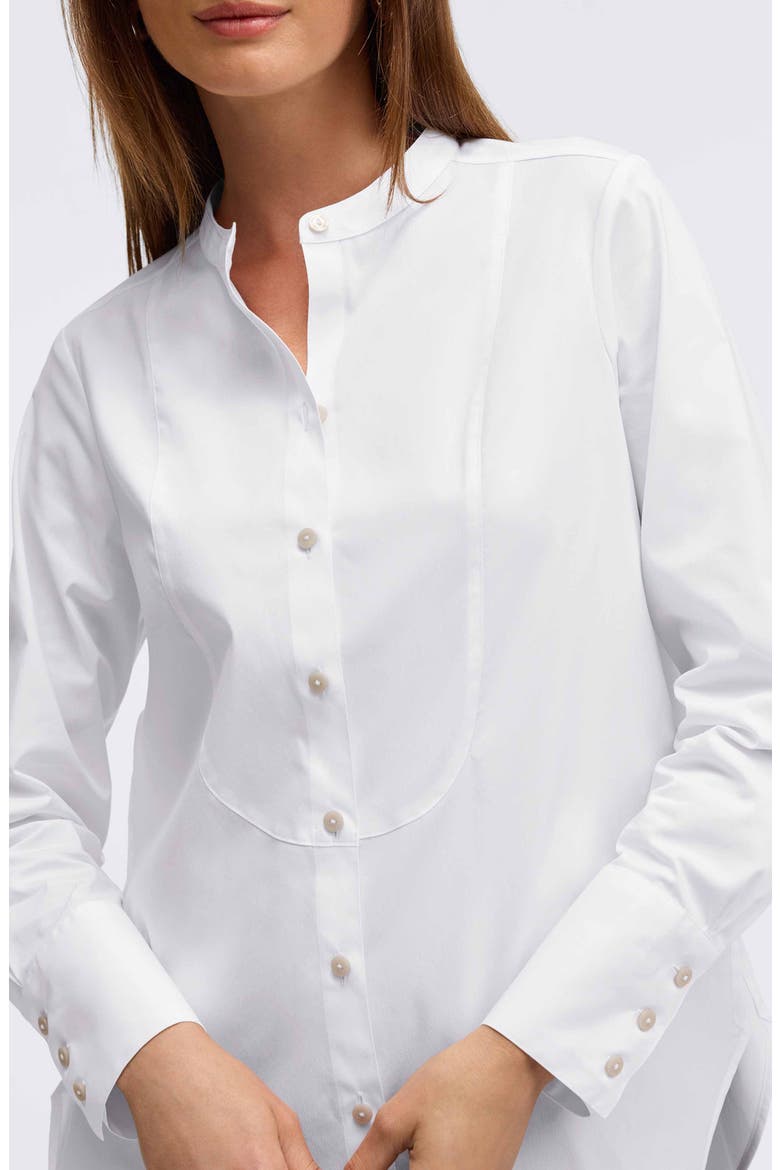 Kris Tux Bib Cotton Button-Up Shirt, Alternate, color, WHITE