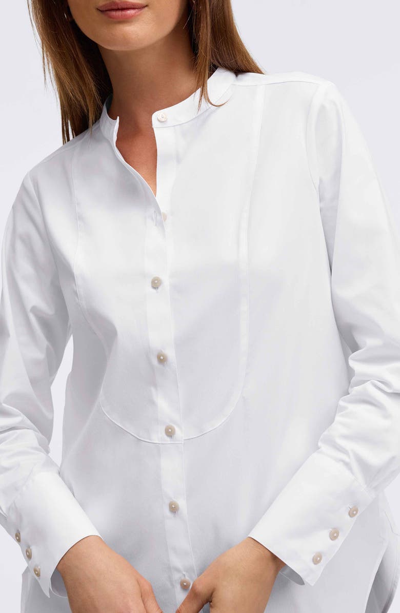 Foxcroft Kris Tux Bib Cotton Button-Up Shirt, Alternate, color, White
