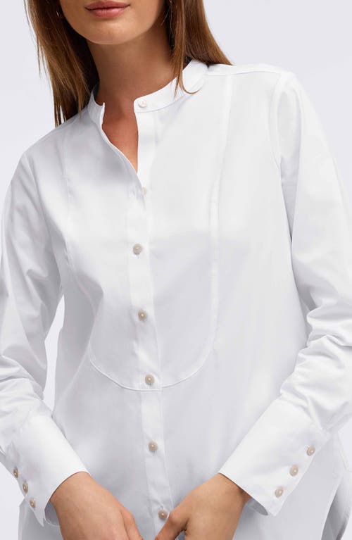 Foxcroft Kris Tux Bib Cotton Button-up Shirt In White