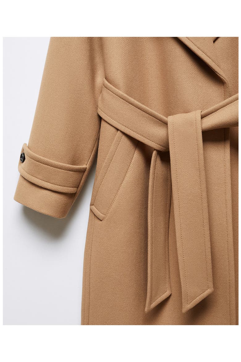 Belted Wool Blend Coat, Alternate, color, MEDIUM BROWN