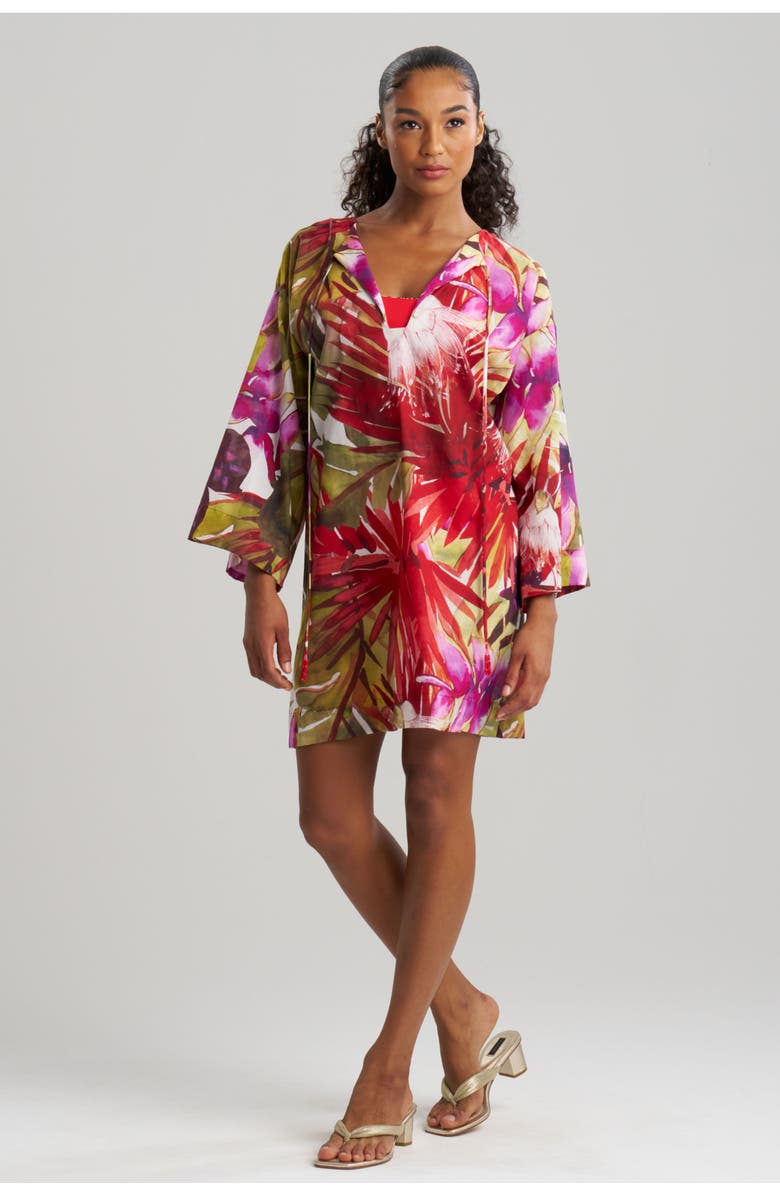 Natori Rainforest cover-up Tunic with Tassels, Main, color, Multi