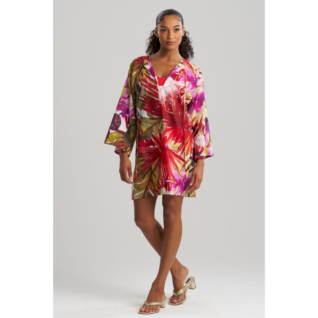 Natori Rainforest Cover-up Tunic With Tassels In Multi