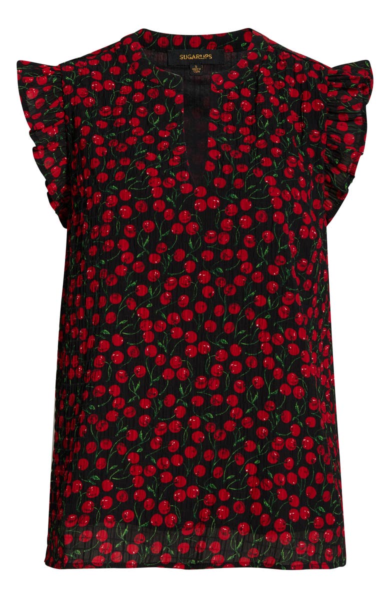 SUGARLIPS Cherry Crush Flutter Sleeve Top, Main, color, 