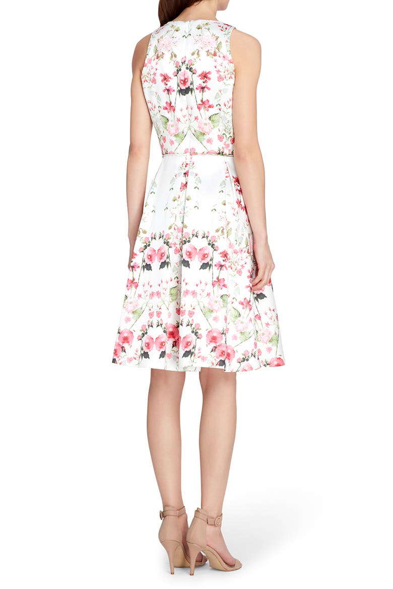 Micado Floral Print Fit & Flare Dress, Alternate, color, IVORY/ FUCHSIA/ GREEN
