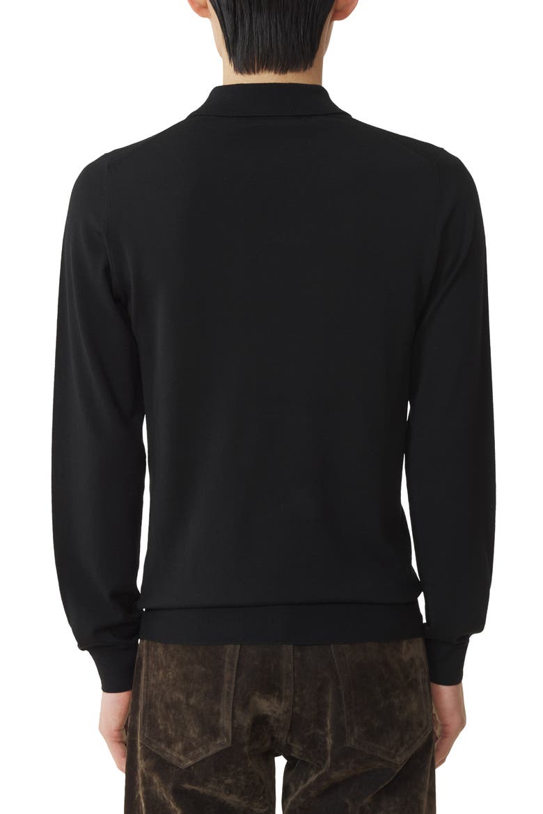 Classic Polo Shirt In Merino Wool, Alternate, color, Black