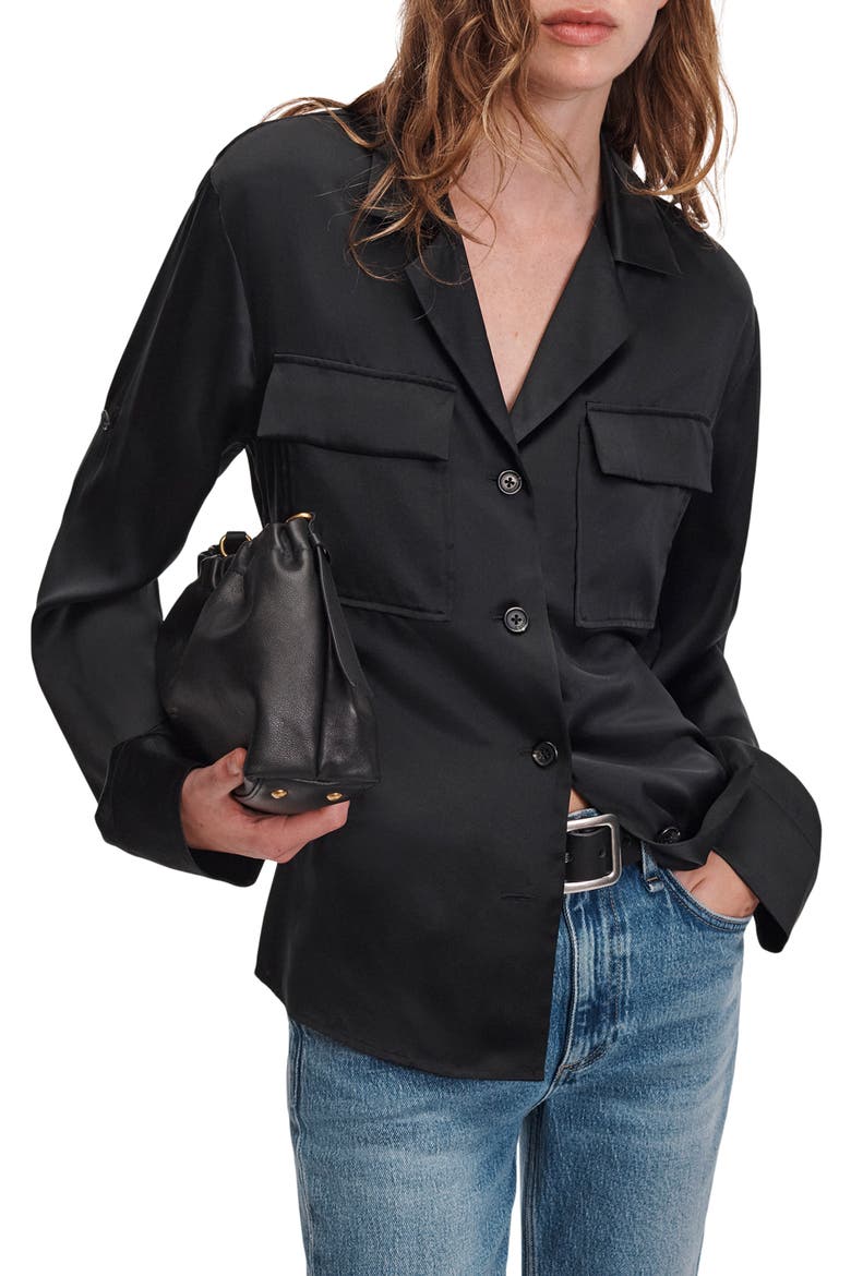 Sonny Silk Shirt, Alternate, color, BLACK