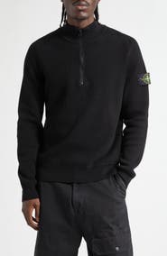 Stone Island Organic Cotton Rib Half Zip Sweater