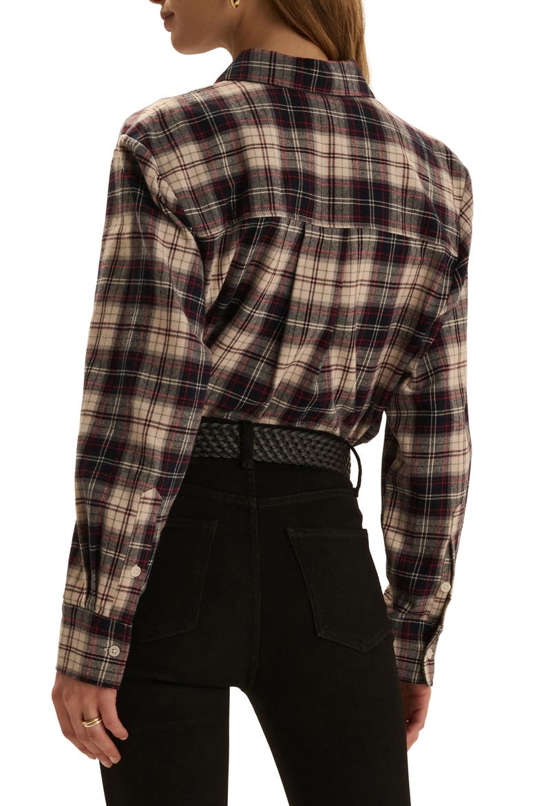 The Boyfriend Plaid Cotton Shirt, Alternate, color, MIDNIGHT CREAM PLA