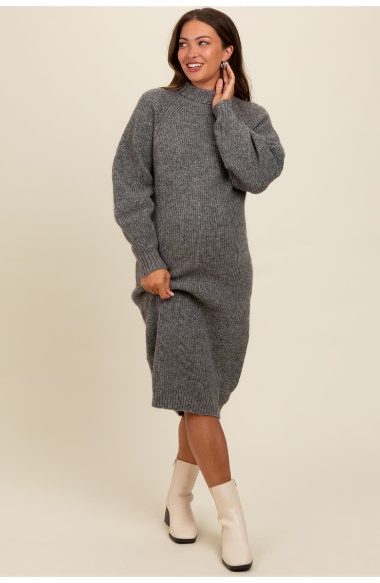 PinkBlush Mock Neck Bubble Sleeve Midi Sweater Dress, Main, color,