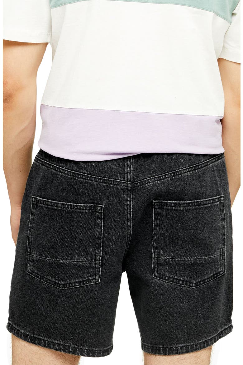 Drawstring Denim Shorts, Alternate, color, BLACK