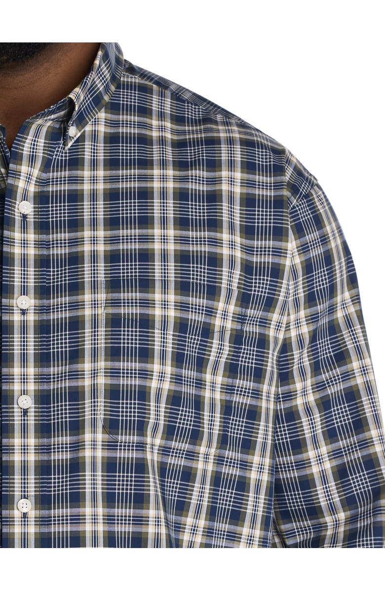 Oak Hill by DXL Big & Tall Large Plaid Sport Shirt V2, Alternate, color, Navy