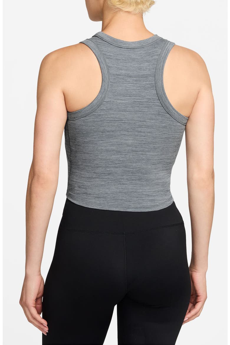 One Fitted Dri-FIT Cropped Tank Top, Alternate, color, 085 SMKGRY/WHITE