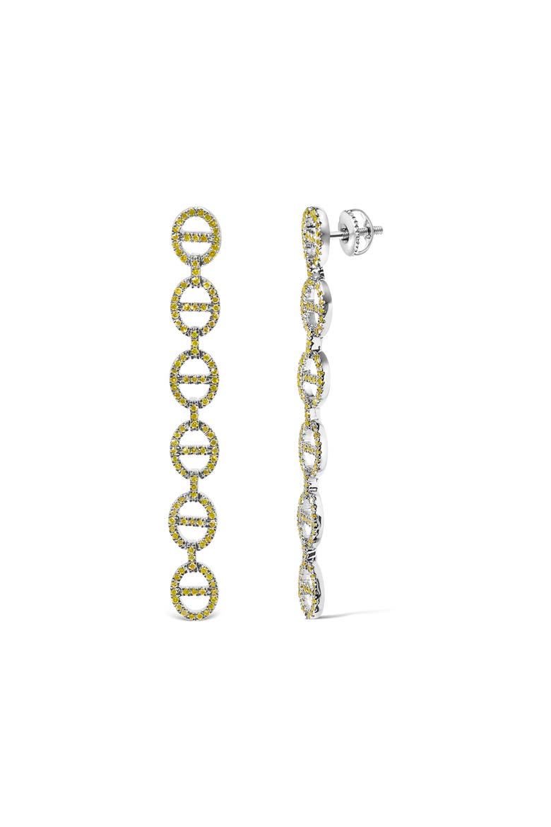 Sterling Silver 1.0 Cttw Yellow Diamond Linked Circle Drop Earrings, Alternate, color, Silver