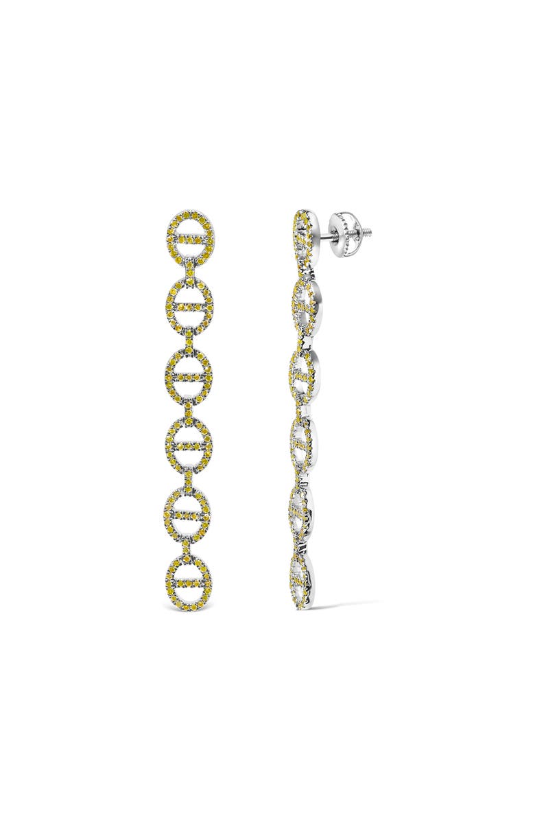 Haus of Brilliance Sterling Silver 1.0 Cttw Yellow Diamond Linked Circle Drop Earrings, Alternate, color, Silver