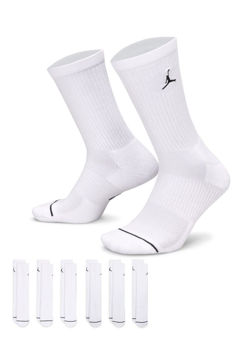 Everyday 6-Pack Cushioned Crew Socks, Alternate, color, WHITE/ BLACK