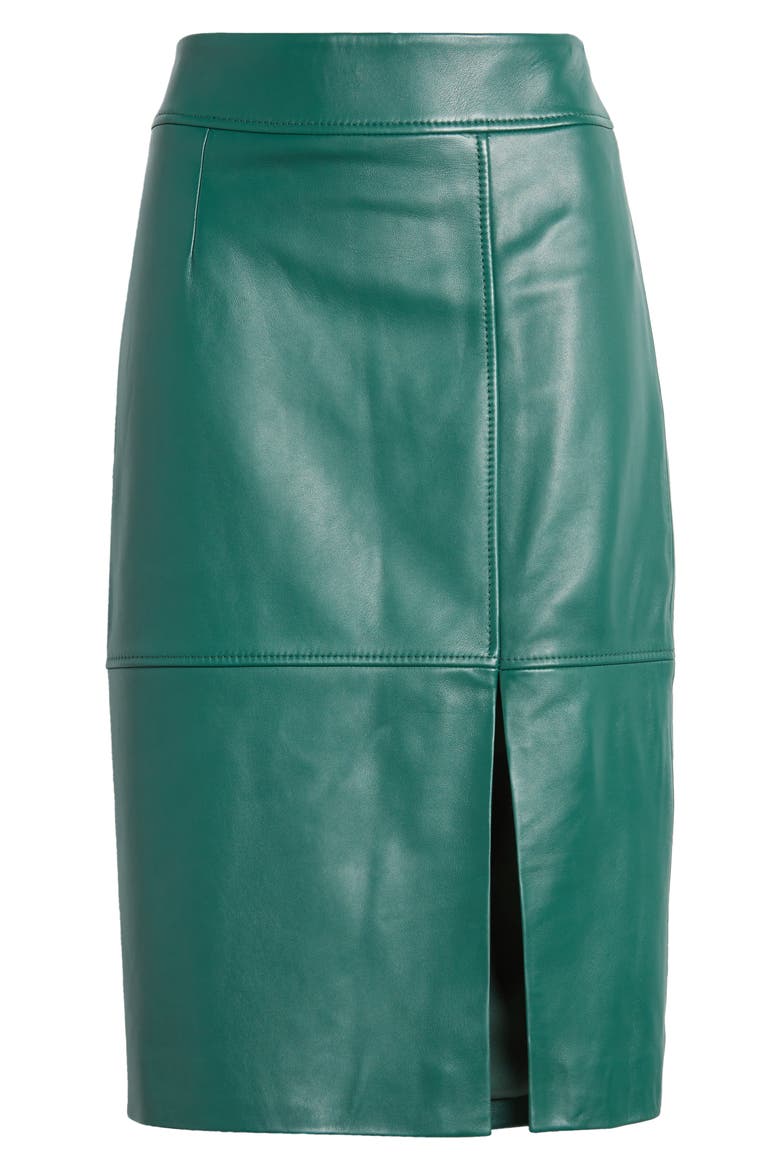 Setora Leather Pencil Skirt, Alternate, color, OPEN GRN