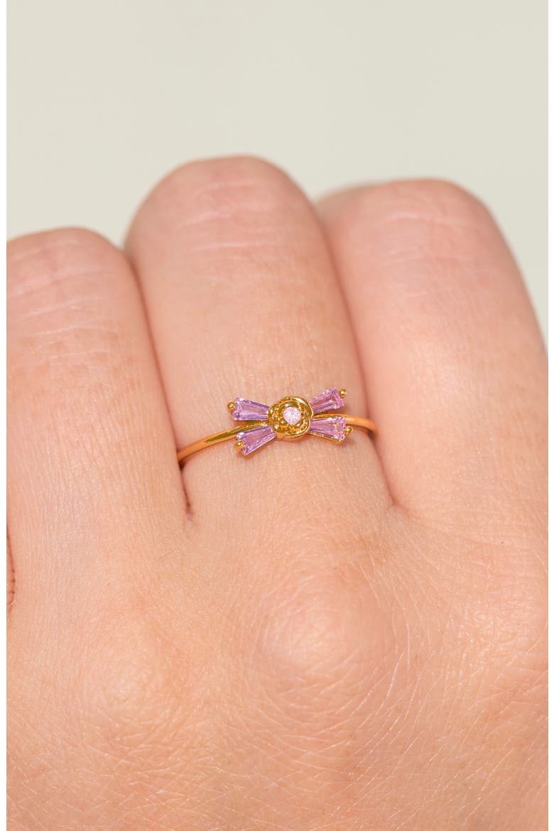Rosette Ribbon Ring, Alternate, color, GOLD/ PINK