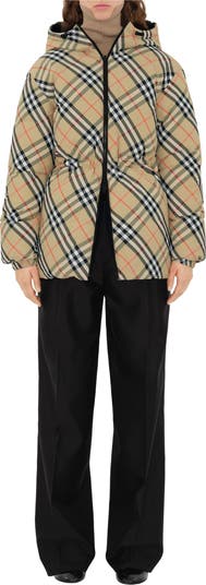 【BURBERRY】Check Nylon Puffer Jacket Reversible Check Nylon Puffer Jacket in Sand | Burberry