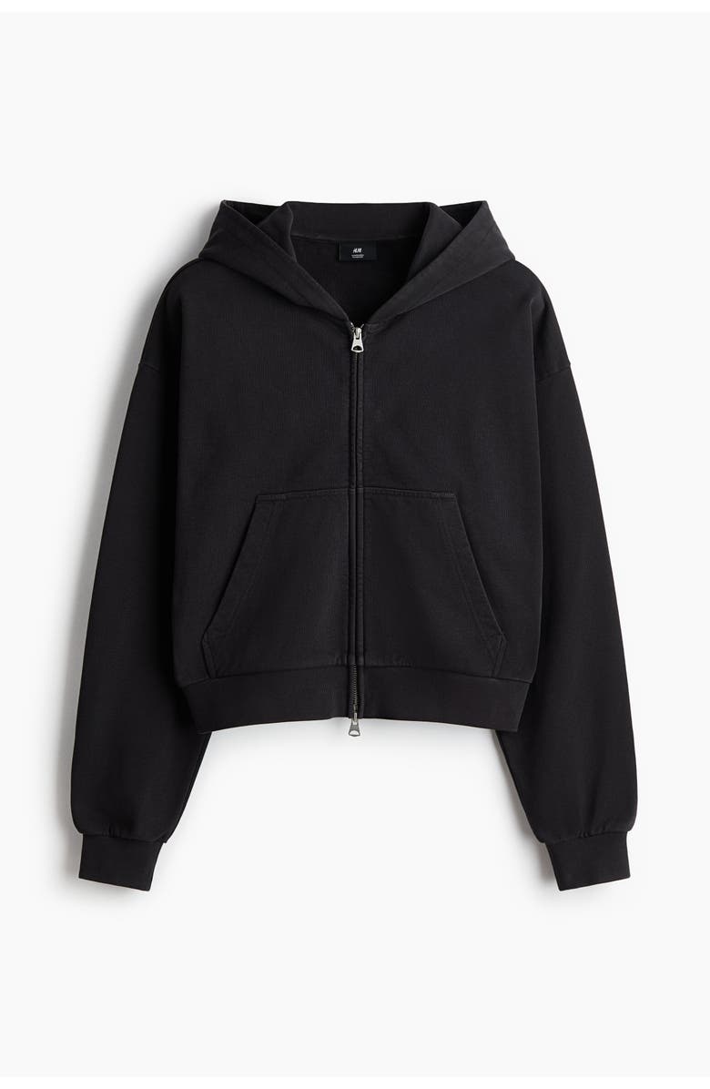 H&M Oversized Fit Zip-through Hoodie, Main, color, Black