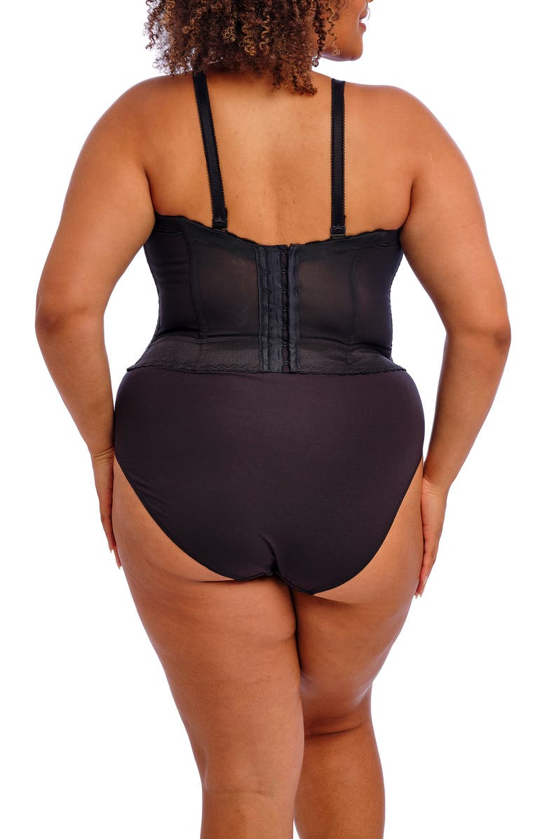 Goddess Long Line Lace Underwire Bustier, Alternate, color, Black