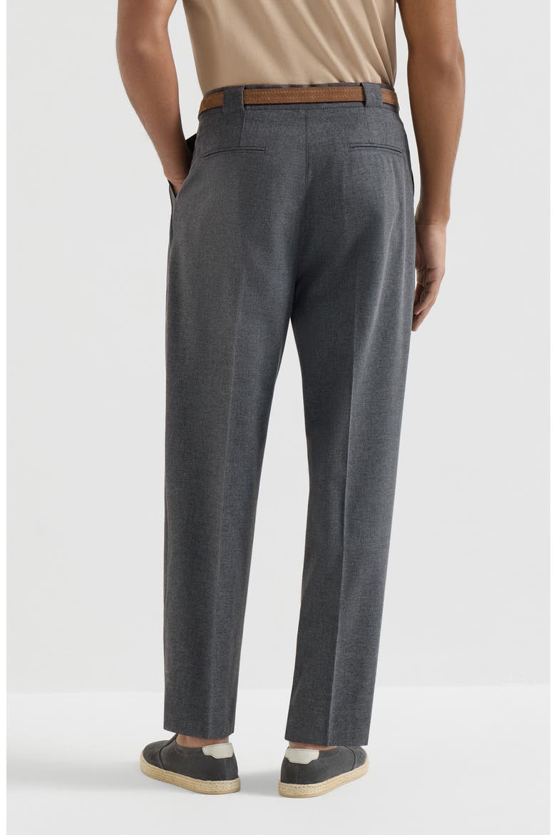 Virgin wool, cotton and silk mouliné trousers with pleat, Alternate, color, Anthracite