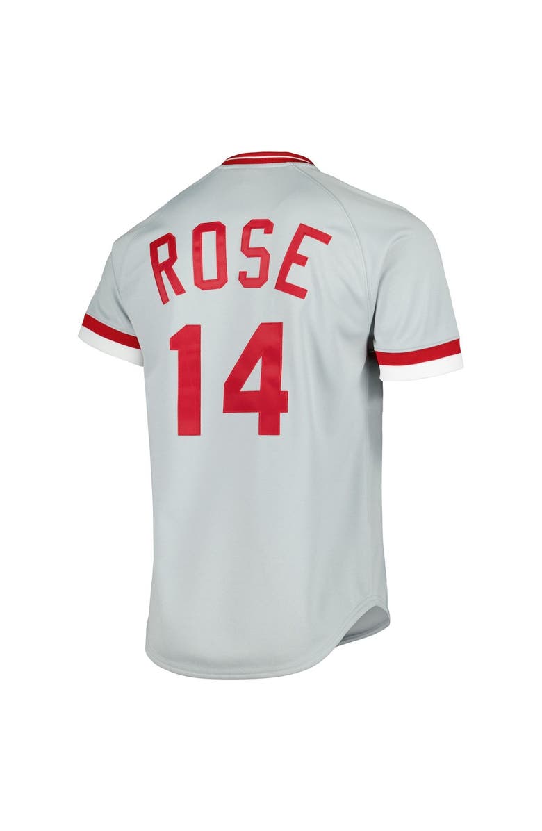 Mitchell & Ness Men's Mitchell & Ness Pete Rose Gray Cincinnati Reds Cooperstown Collection Authentic Jersey, Alternate, color,