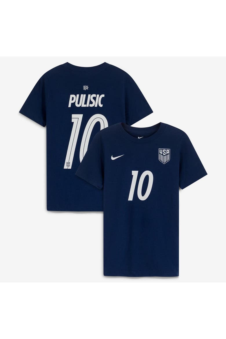 Youth Nike Christian Pulisic Navy USMNT Away Player Name & Number T-Shirt, Main, color, Navy