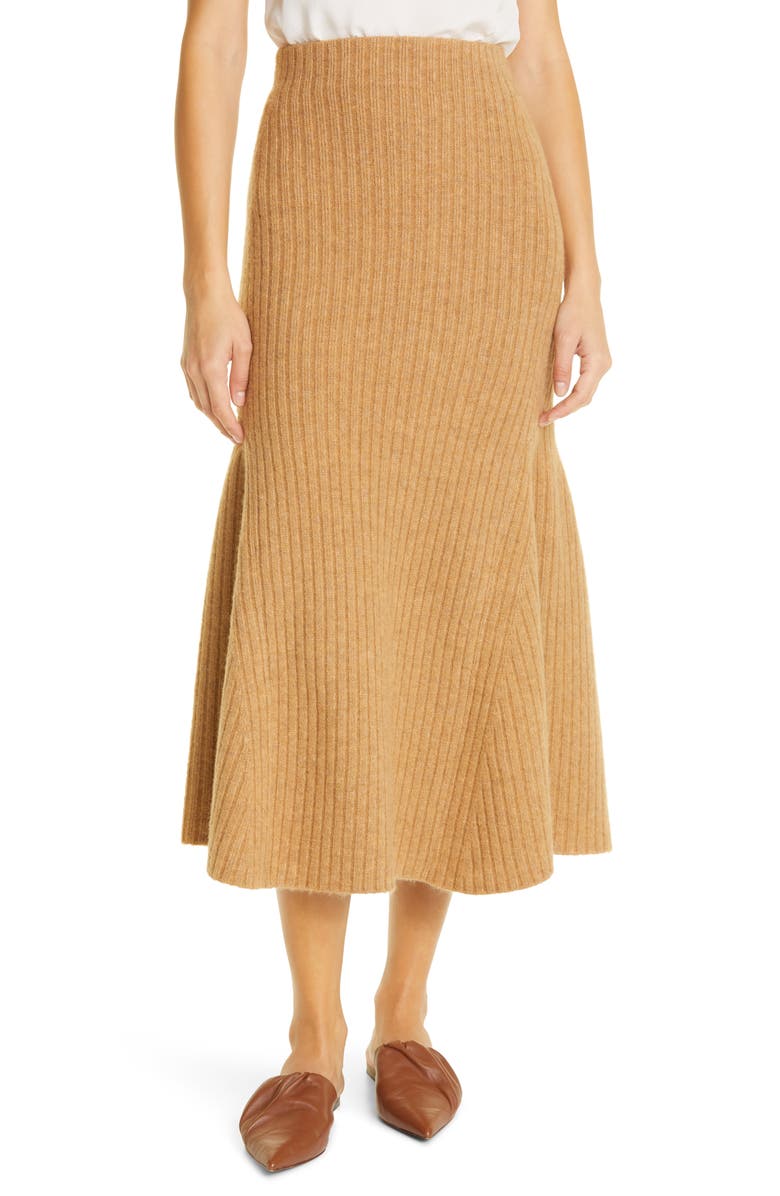 Nanushka Alyna Rib Knit Twirl Skirt, Main, color,