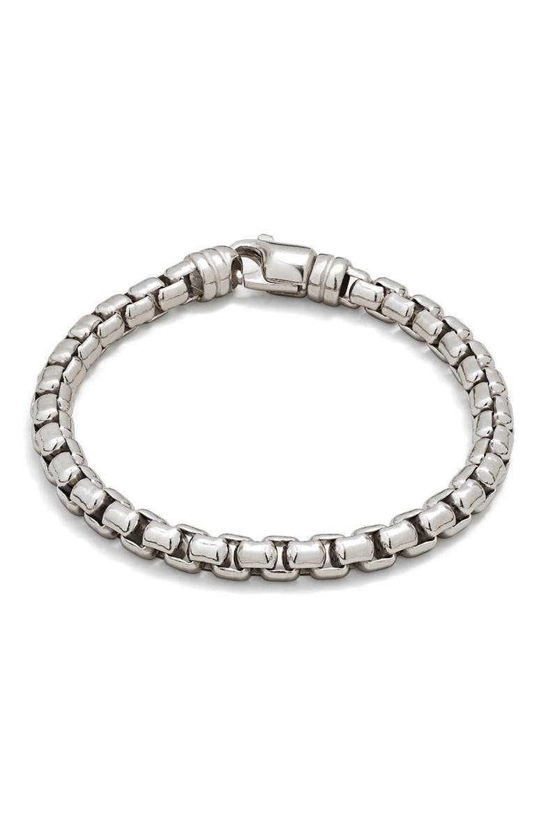 Men's Silver Round Box Chain Bracelet, Main, color, SILVER