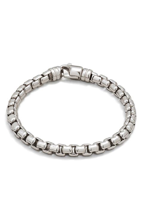 Men's Silver Round Box Chain Bracelet