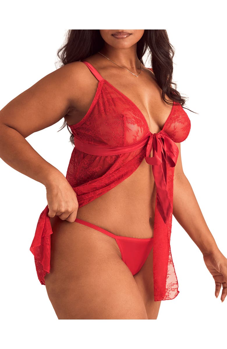 Adore Me Hillary Babydoll Lingerie, Main, color, Dark Red