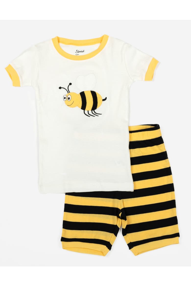 Kids Cotton Two-Piece Short Printed Pajamas, Animals & Characters, Main, color, Bumble Bee