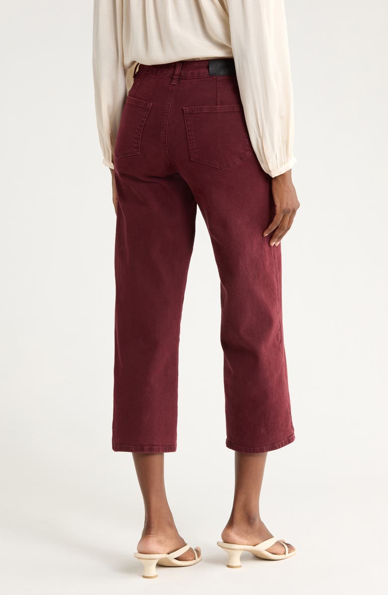 PAIGE Anessa High Waist Stitch Patch Pocket Wide Leg Jeans, Alternate, color, Vintage Dark Oxblood