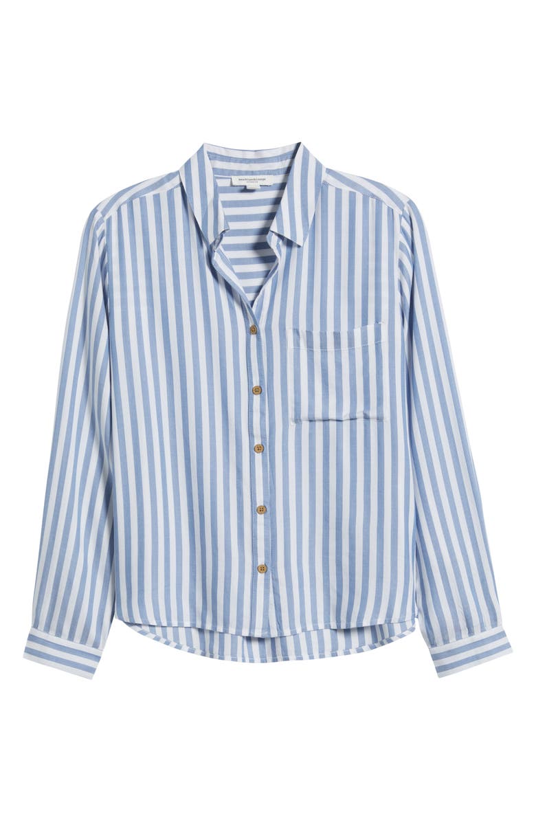 beachlunchlounge Candace Stripe Button-Up Shirt, Alternate, color, Slate Blue