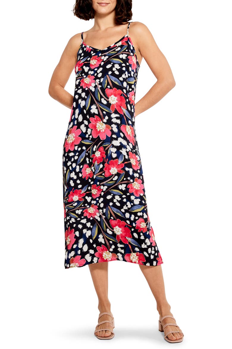 Flower Burst Floral Slipdress, Main, color, PINK MULTI