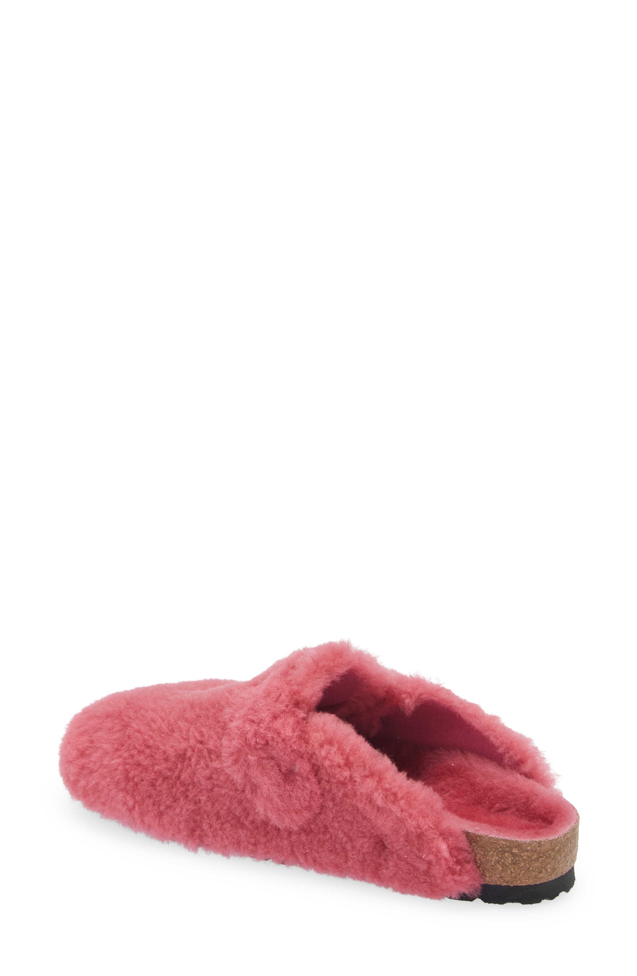 Birkenstock Boston Big Buckle Genuine Shearling Clog - Discontinued, Alternate, color, Fuchsia Tulip